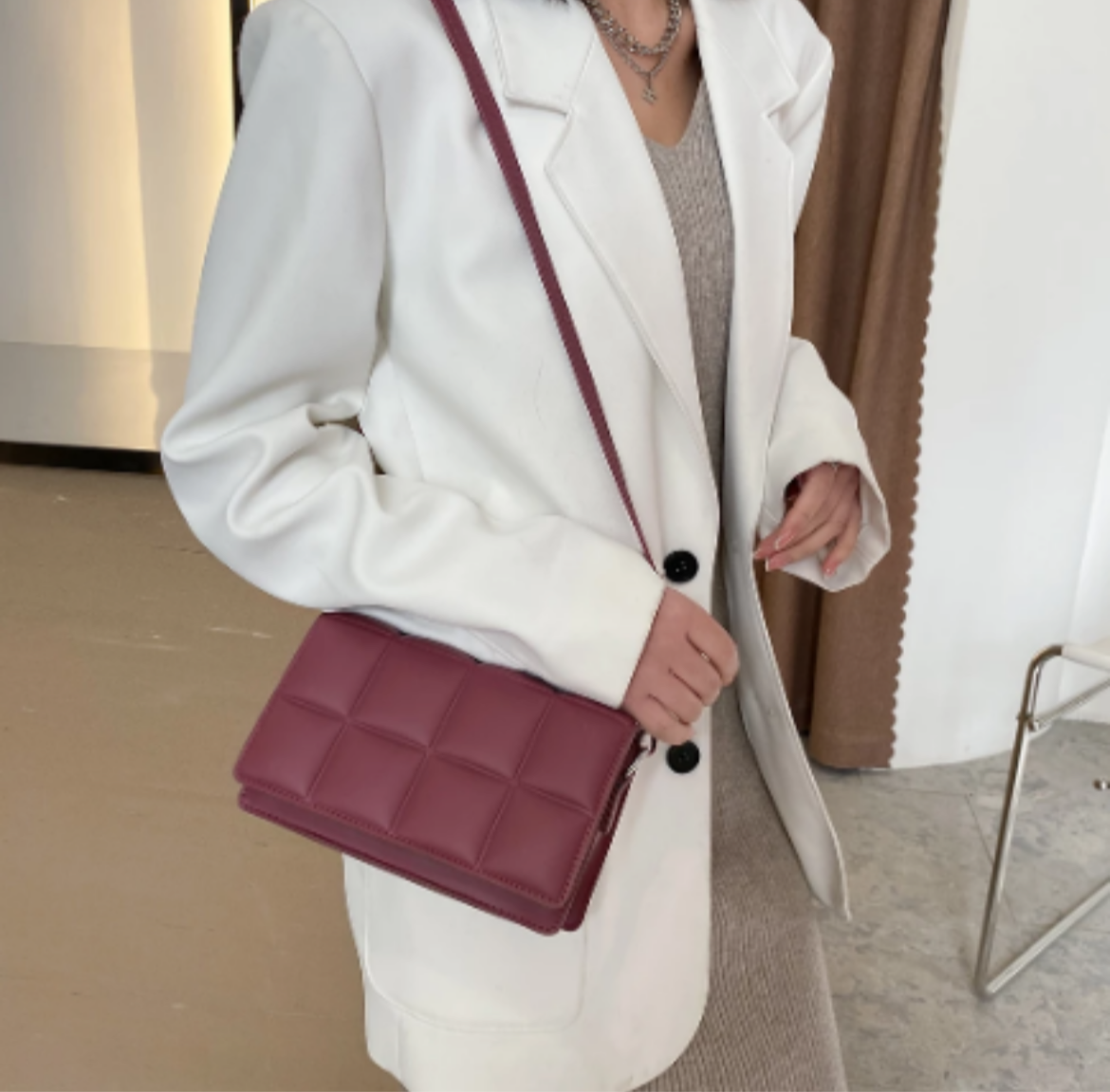 Burgundy Square Schoudertas