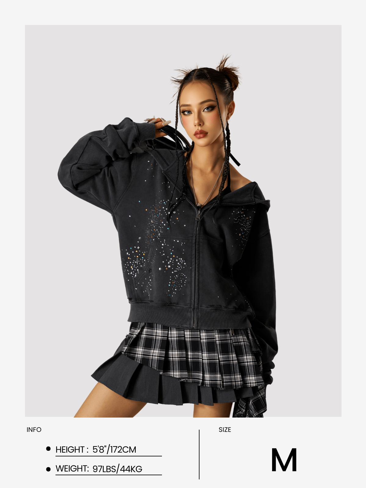 Aelfric Eden Rhinestone Zip Up Hoodie