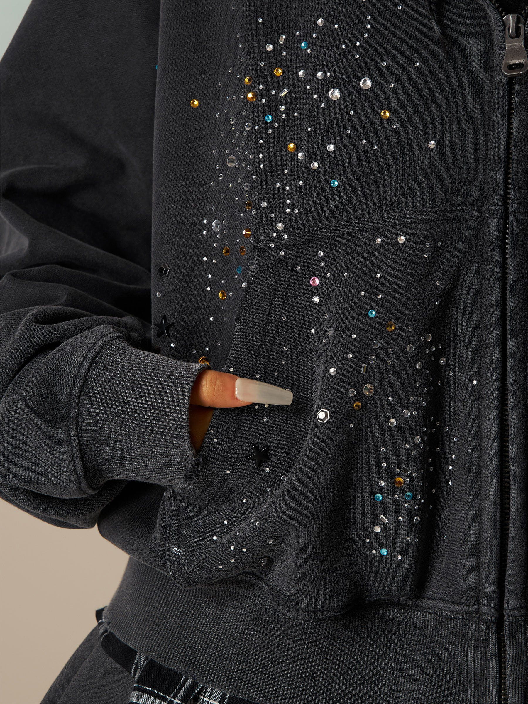 Aelfric Eden Rhinestone Zip Up Hoodie