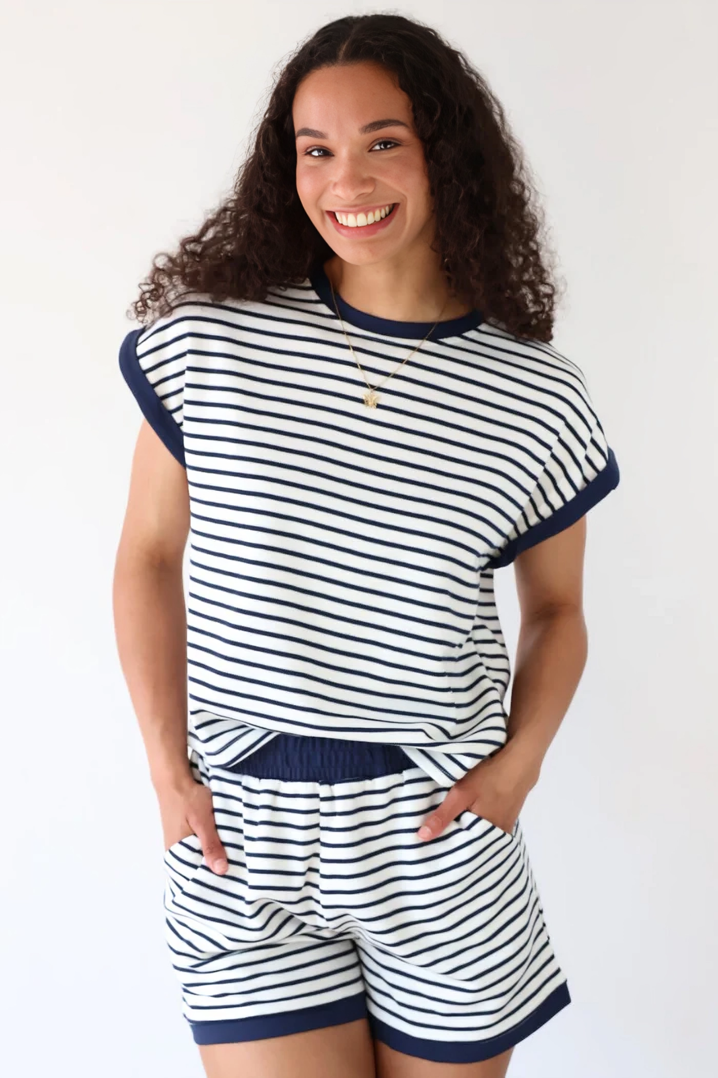 Navy Striped Set
