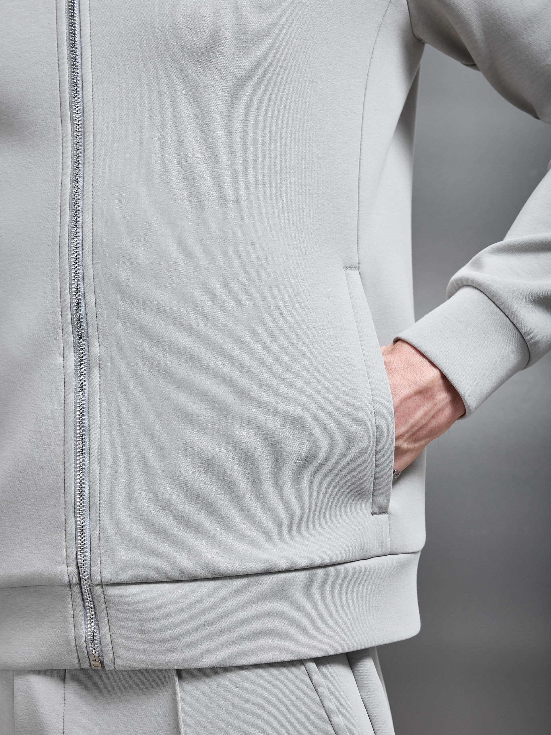 Interlock Jersey Zip Through Jacket in Stone