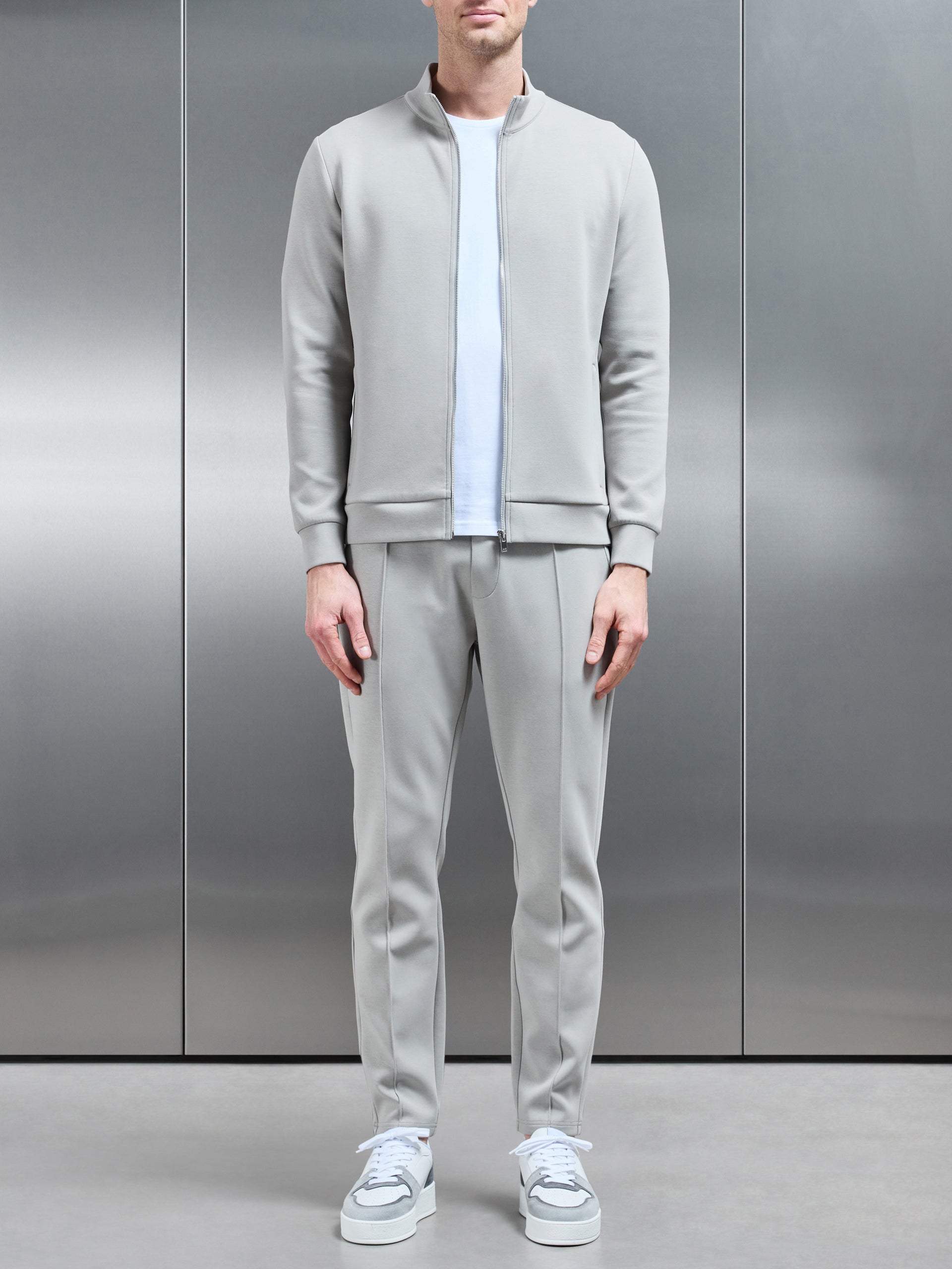 Interlock Jersey Zip Through Jacket in Stone