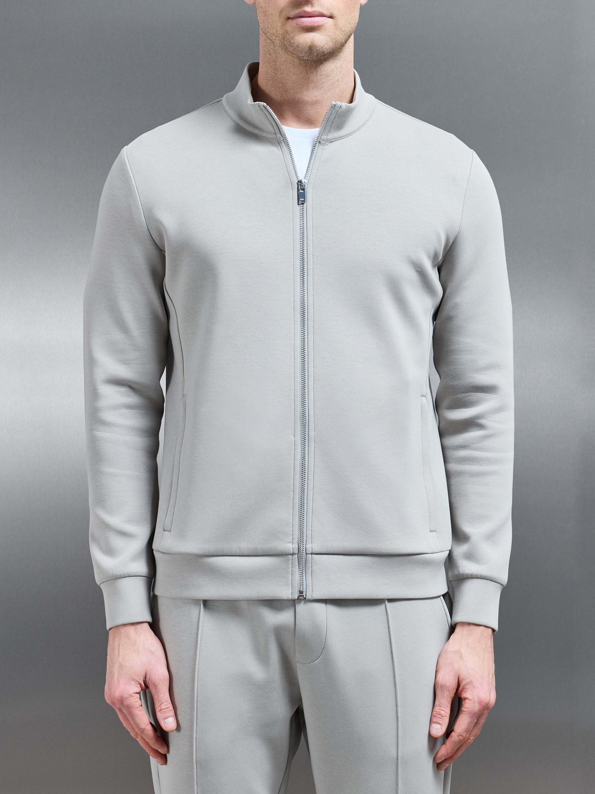 Interlock Jersey Zip Through Jacket in Stone