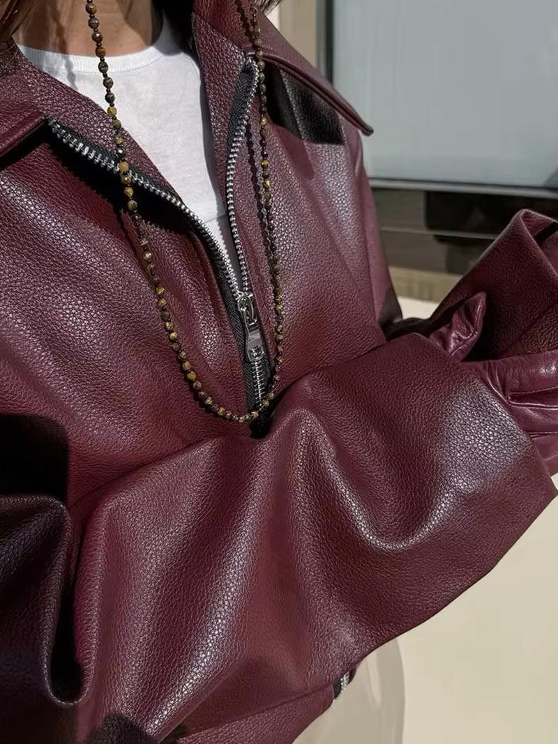 burgundy leren jas