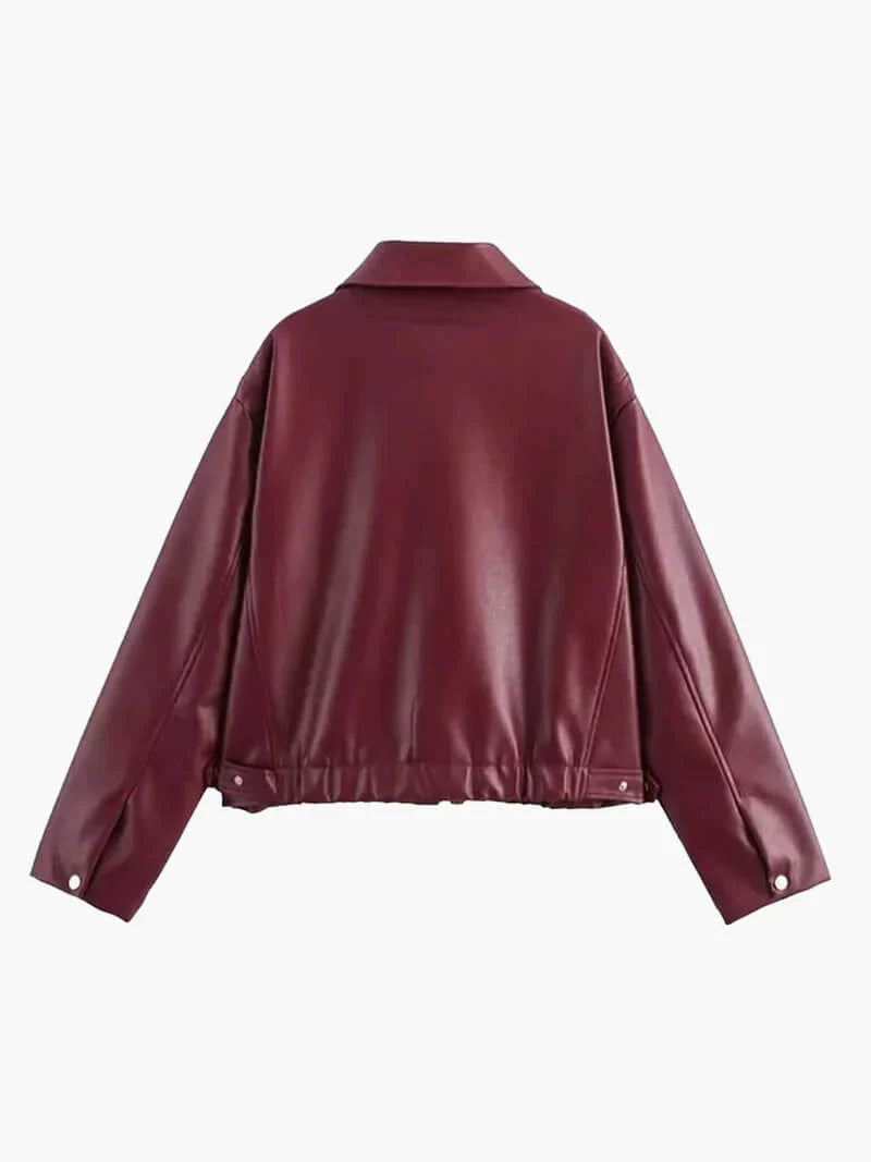 burgundy leren jas