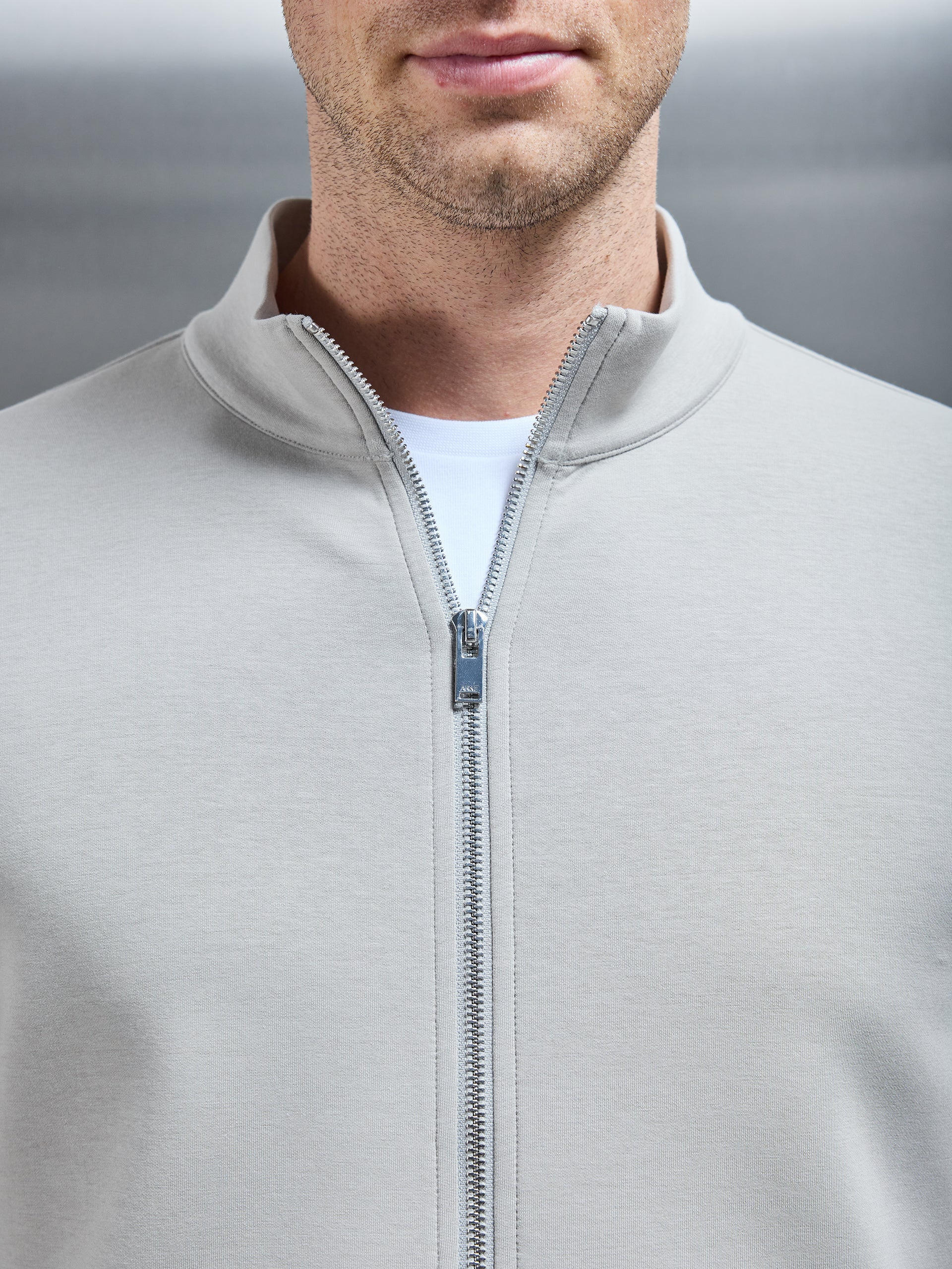 Interlock Jersey Zip Through Jacket in Stone