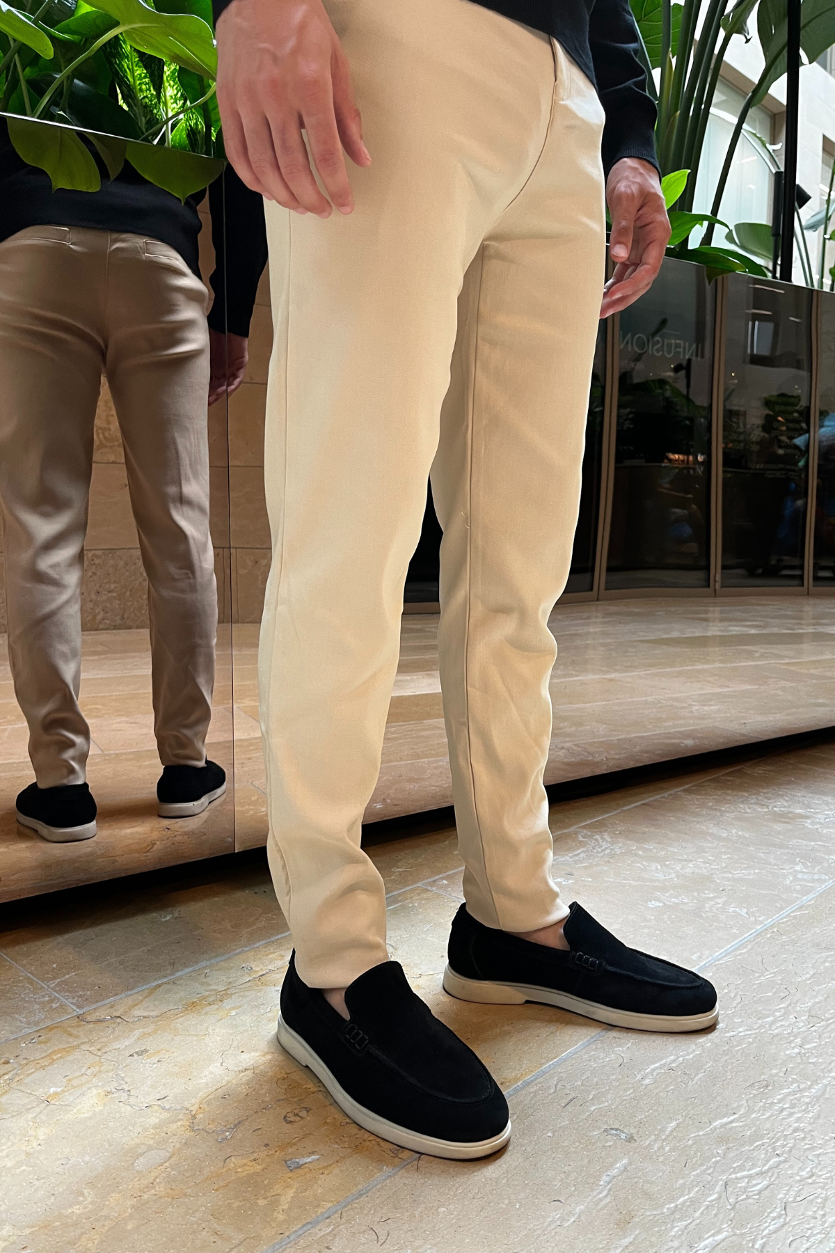 Faro Stretch Pantalon - Cream