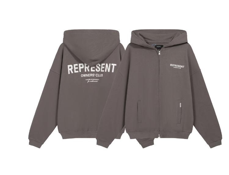 Represent Gray/Brown Zip Up