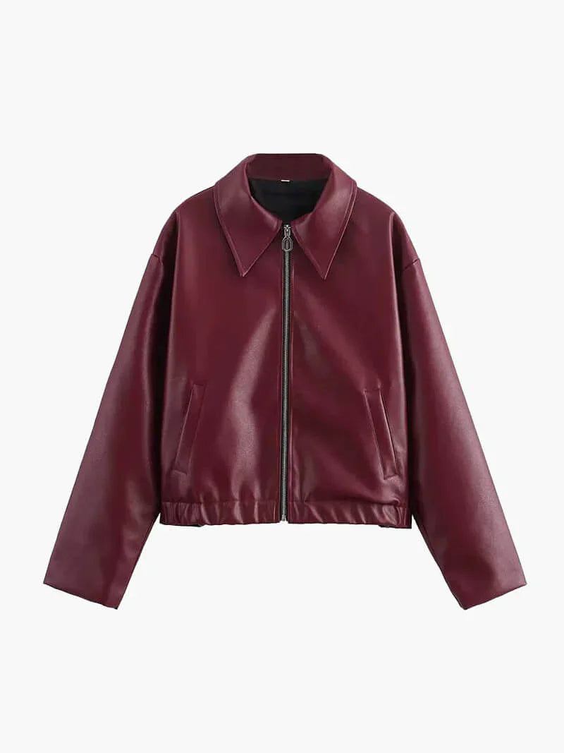 burgundy leren jas